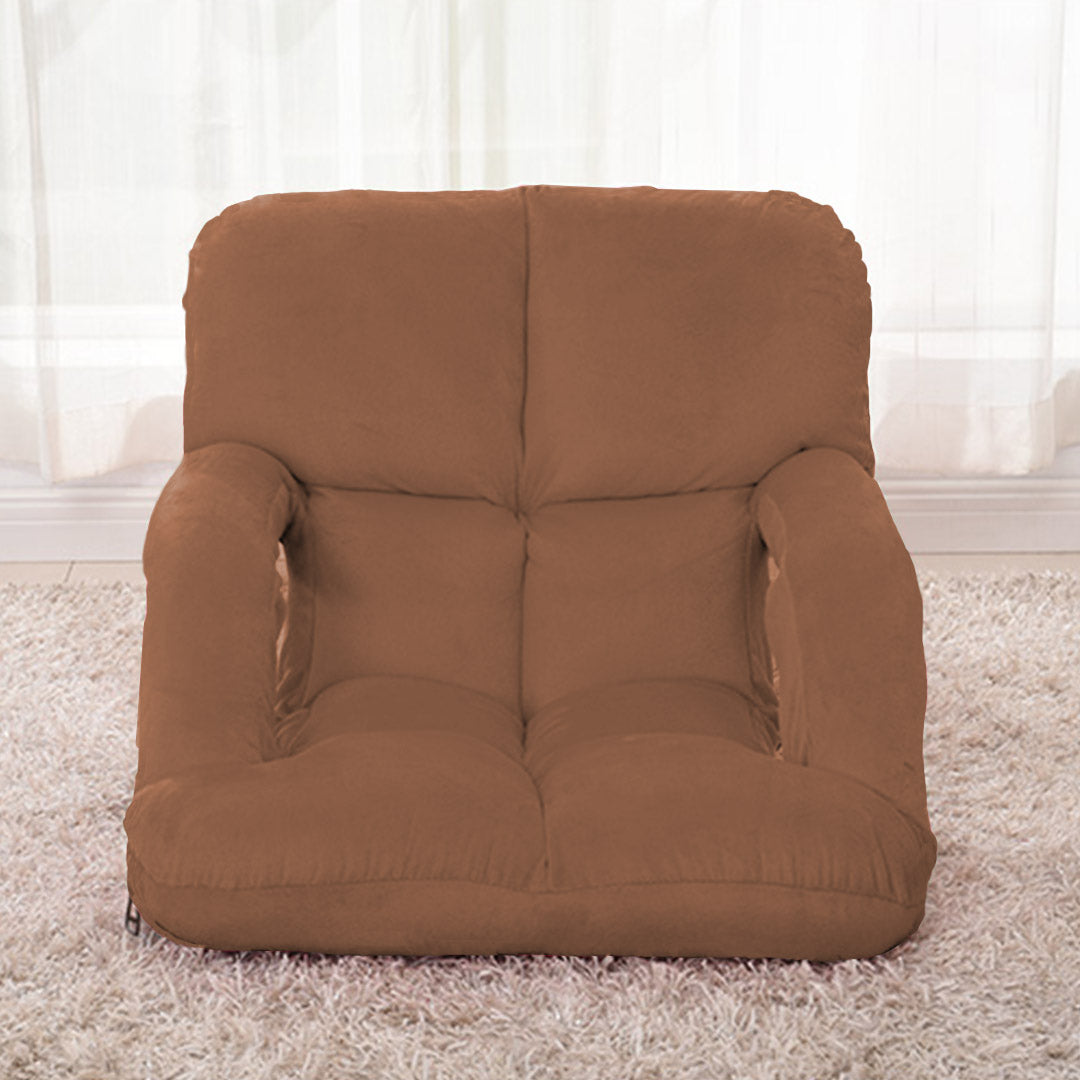 SOGA Foldable Lounge Cushion Adjustable Floor Lazy Recliner Chair with Armrest Coffee - Kid-PEROZ Accessories