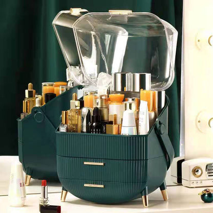 SOGA 29cm Green Countertop Makeup Cosmetic Storage Organiser Skincare Holder Jewelry Storage Box with Handle-Makeup Organisers-PEROZ Accessories