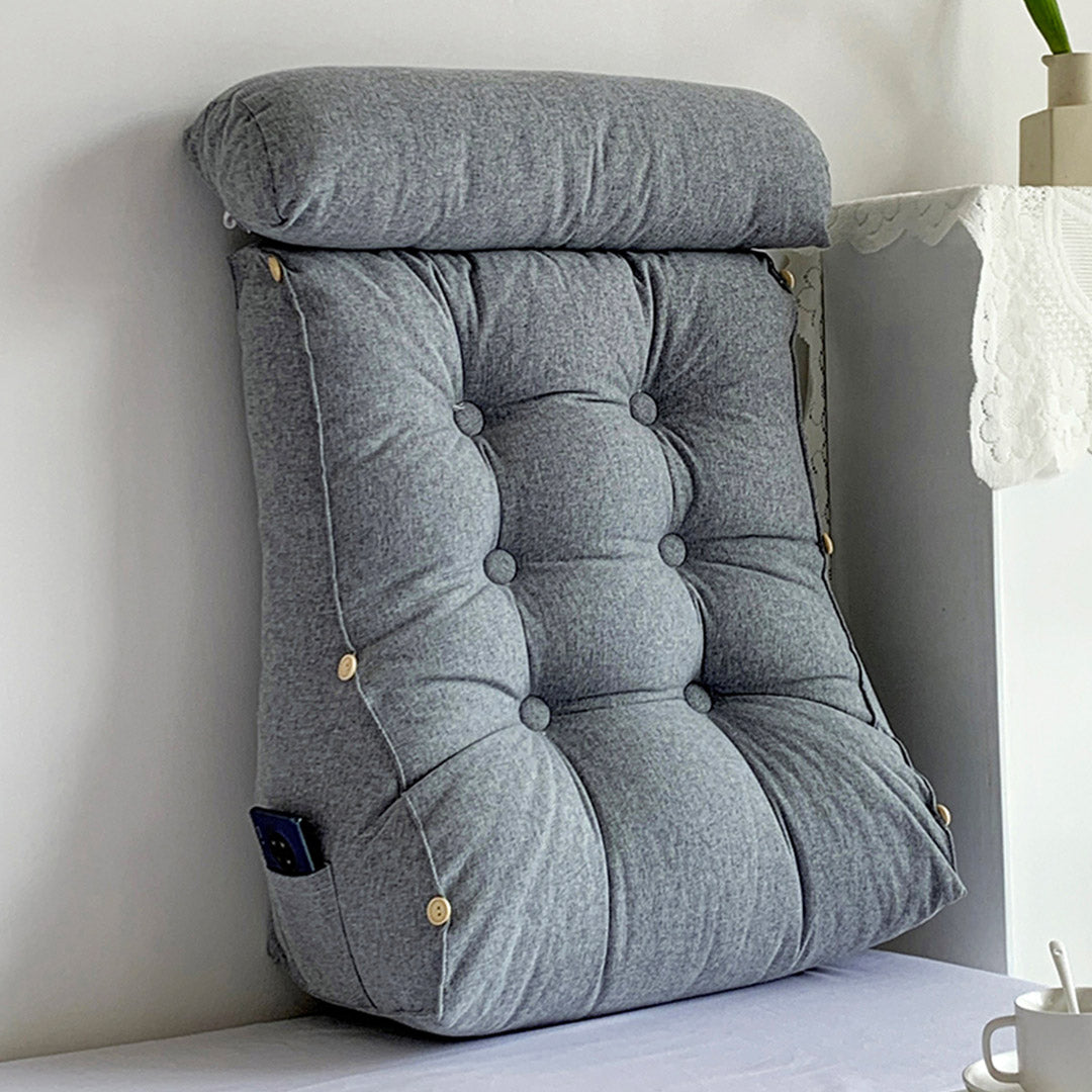 SOGA 2X 45cm SilverTriangular Wedge Lumbar Pillow Headboard Backrest Sofa Bed Cushion Home Decor-Headboard Pillow-PEROZ Accessories