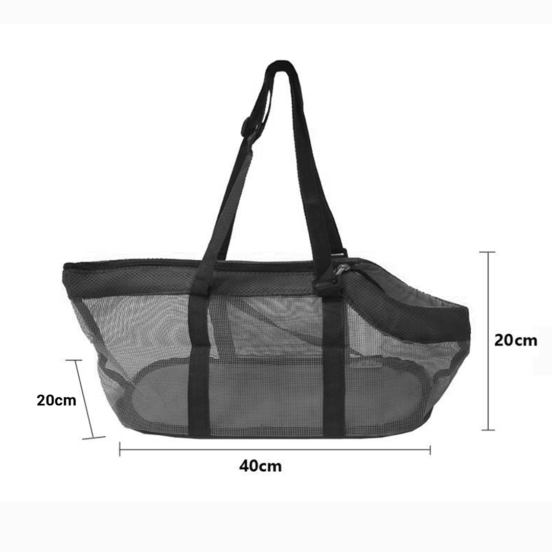 SOGA Black Pet Carrier Bag Breathable Net Mesh Tote Pouch Dog Cat Travel Essentials-Pet Carriers &amp; Travel Products-PEROZ Accessories