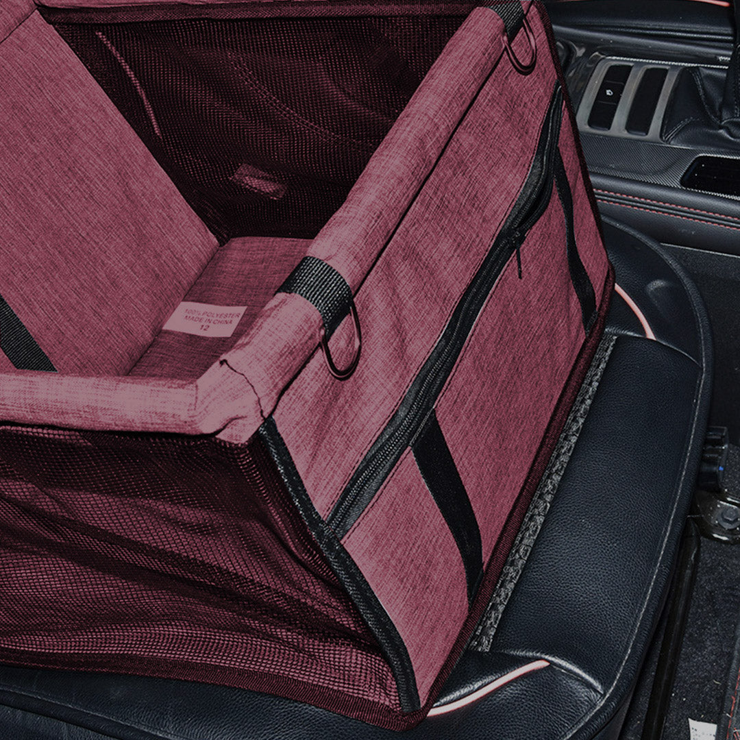 SOGA 2X Waterproof Pet Booster Car Seat Breathable Mesh Safety Travel Portable Dog Carrier Bag - Red-PEROZ Accessories