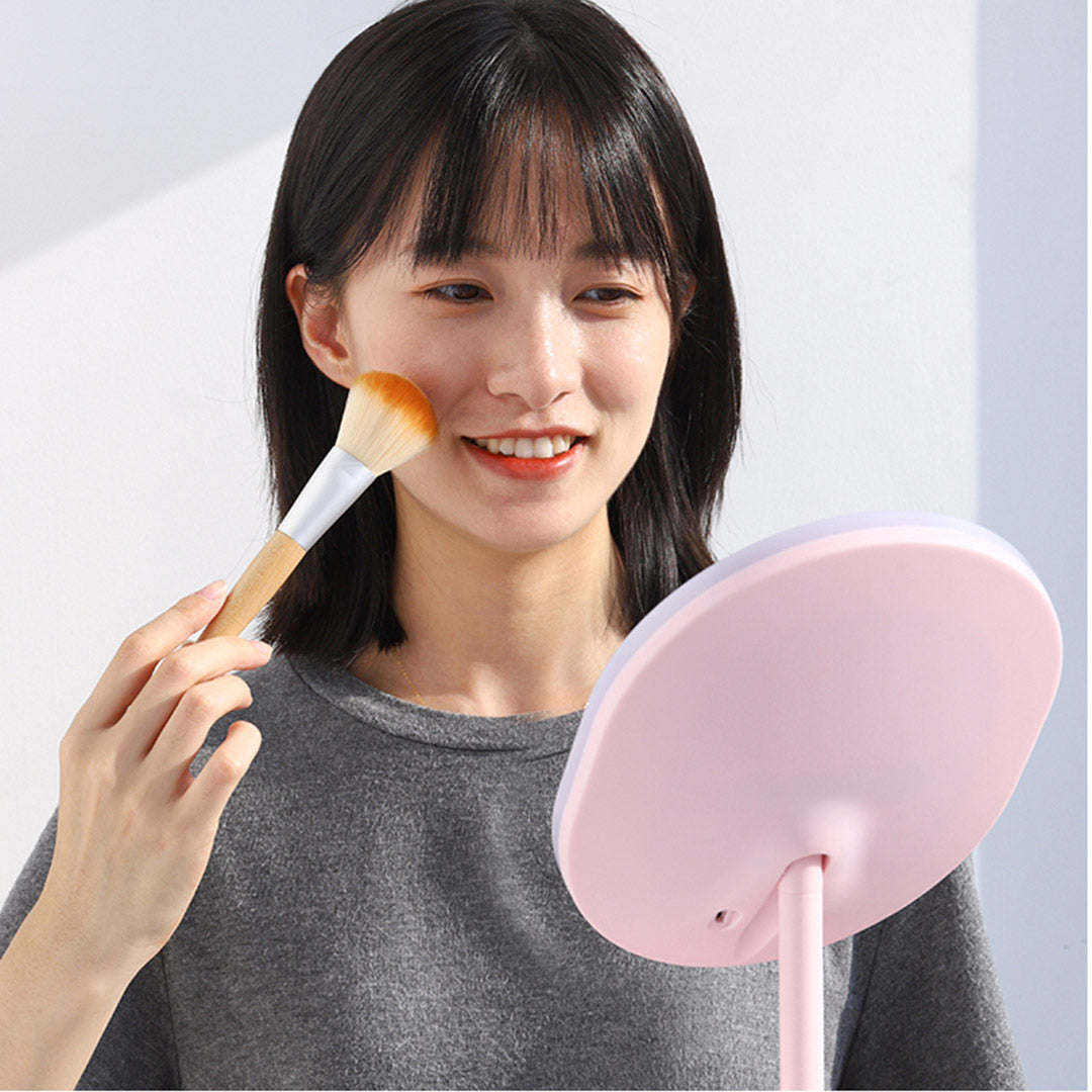SOGA 20cm Pink Rechargeable LED Light Makeup Mirror Tabletop Vanity Home Decor-Makeup Mirrors-PEROZ Accessories