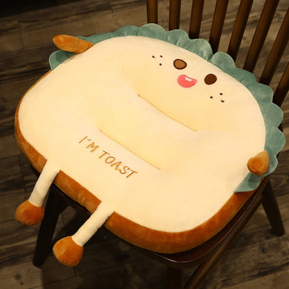 SOGA Cute Face Toast Bread Cushion Stuffed Car Seat Plush Cartoon Back Support Pillow Home Decor-Chair &amp; Sofa Cushions-PEROZ Accessories