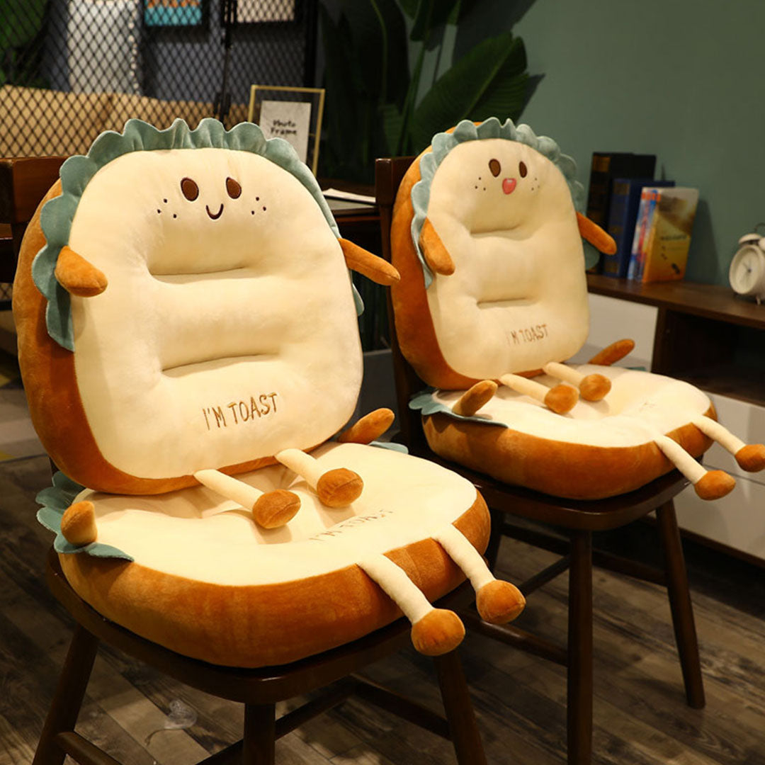 SOGA Smiley Face Toast Bread Cushion Stuffed Car Seat Plush Cartoon Back Support Pillow Home Decor-Chair &amp; Sofa Cushions-PEROZ Accessories