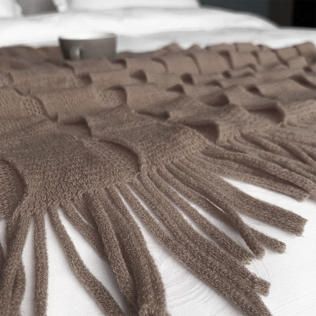 SOGA Coffee Textured Knitted Throw Blanket Warm Cozy Woven Cover Couch Bed Sofa Home Decor with Tassels-Throw Blankets-PEROZ Accessories