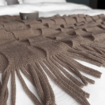 SOGA Coffee Textured Knitted Throw Blanket Warm Cozy Woven Cover Couch Bed Sofa Home Decor with Tassels-Throw Blankets-PEROZ Accessories