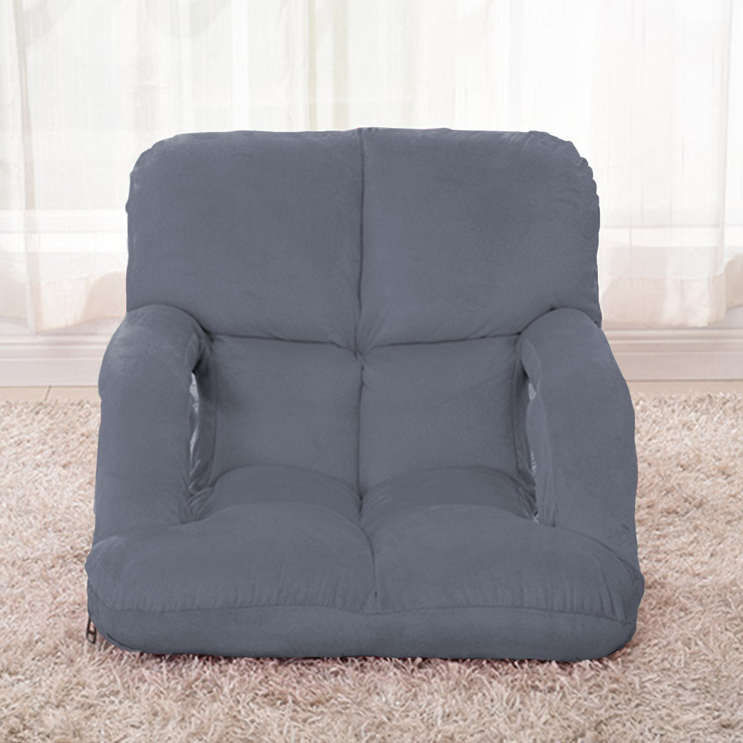 SOGA 4X Foldable Lounge Cushion Adjustable Floor Lazy Recliner Chair with Armrest Grey - Kid-Recliner Chair-PEROZ Accessories