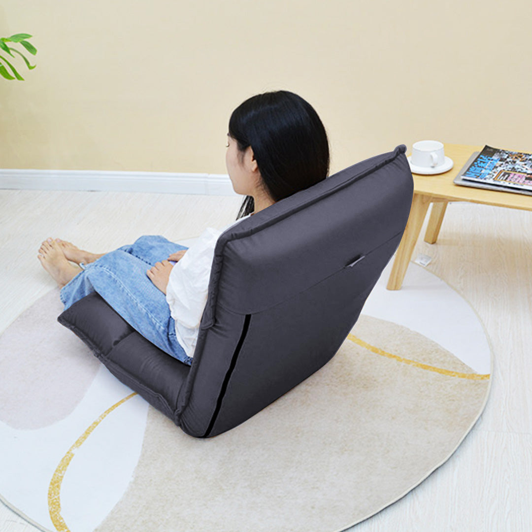 SOGA Grey Lounge Recliner Lazy Sofa Bed Tatami Cushion Collapsible Backrest Seat Home Office Decor-Recliner Chair-PEROZ Accessories