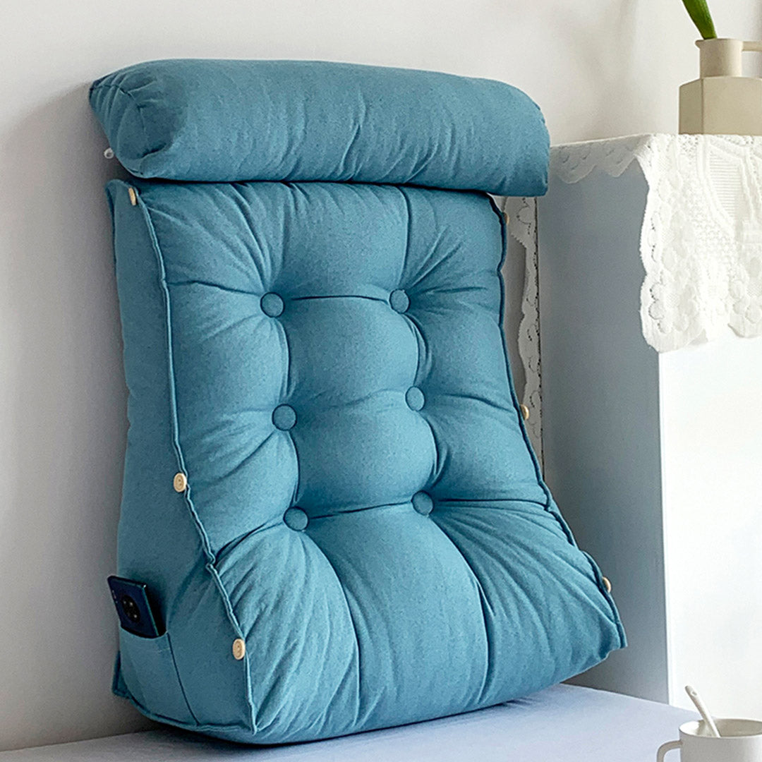 SOGA 60cm Blue Triangular Wedge Lumbar Pillow Headboard Backrest Sofa Bed Cushion Home Decor-Headboard Pillow-PEROZ Accessories