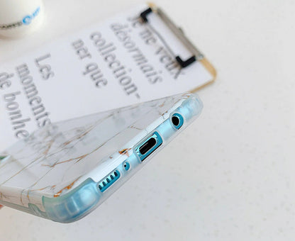 Anymob Samsung Phone Case Light Blue Marble Mobile Cover For S21 Plus Ultra S10 Plus S20 Plus Ultra S20 FE Lite Note 10 A50 30S 50S A51 A71 S22-Mobile Phone Cases-PEROZ Accessories