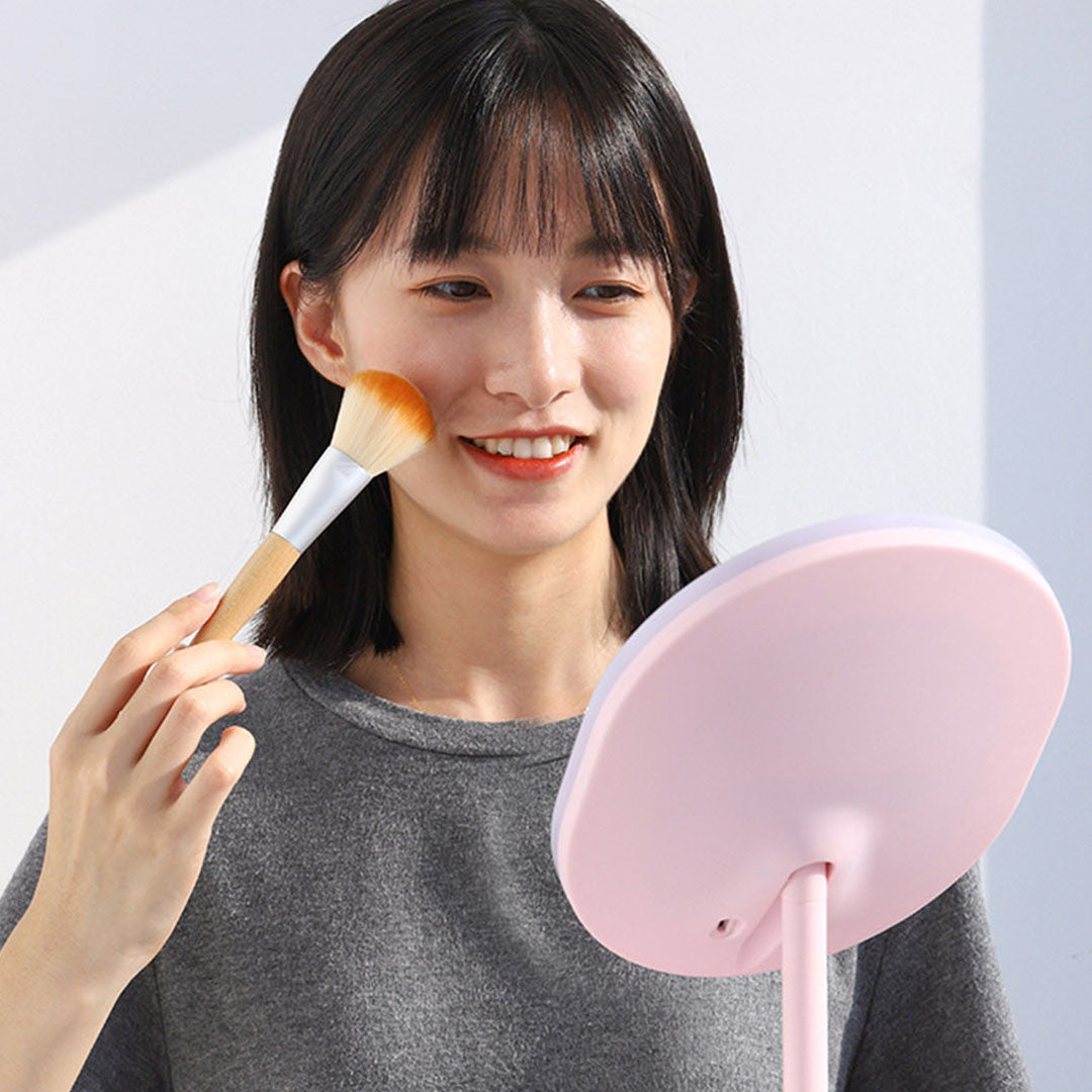 SOGA 2 Tier Pink Countertop Cosmetic Makeup Brush Lipstick Holder Organiser and 20cm Rechargeable LED Light Tabletop Mirror Set-Makeup Organisers-PEROZ Accessories