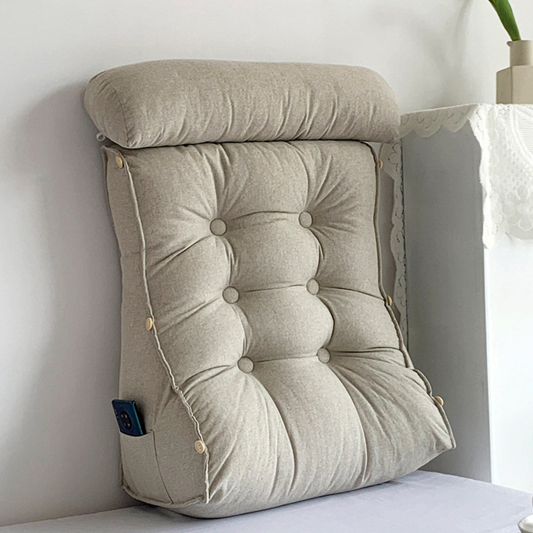 SOGA 60cm White Triangular Wedge Lumbar Pillow Headboard Backrest Sofa Bed Cushion Home Decor-Headboard Pillow-PEROZ Accessories
