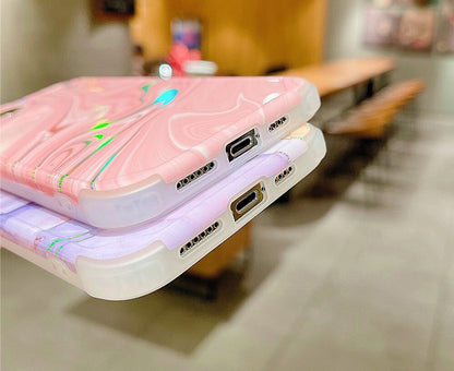 Anymob iPhone Case Blush Laser Marble Shockproof Firm Flex Mobile Cover For iPhone 13 12 11 Pro Max Compatible-Mobile Phone Cases-PEROZ Accessories