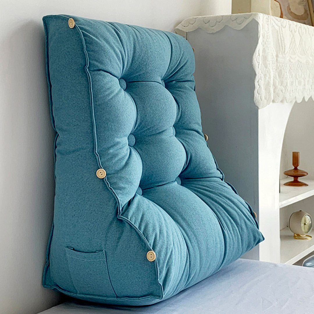 SOGA 4X 45cm Blue Triangular Wedge Lumbar Pillow Headboard Backrest Sofa Bed Cushion Home Decor-Headboard Pillow-PEROZ Accessories