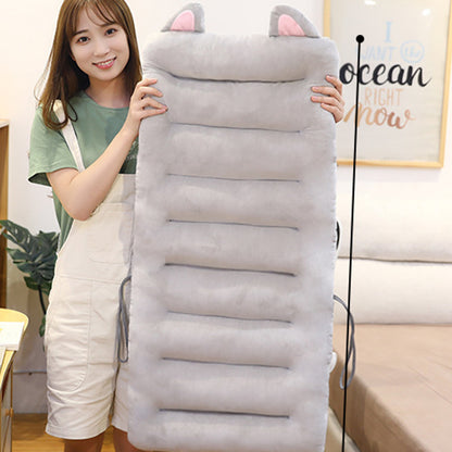 SOGA 2X Grey One Piece Siamese Cushion Office Sedentary Butt Mat Back Waist Chair Support Home Decor With Cat Ears-Chair &amp; Sofa Cushions-PEROZ Accessories