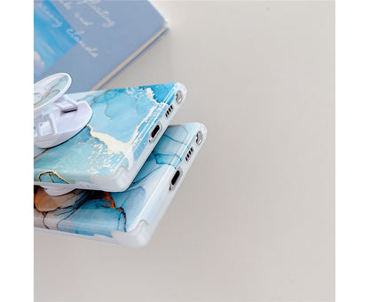 Anymob Samsung Phone Case Style Crack Granite Marble Fold Holder Soft Cover Blue For S22 Ultra S21 Plus Note 20 S20 FE S10 A51 A71 A50-Mobile Phone Cases-PEROZ Accessories