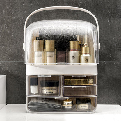 SOGA 2X 3 Tier White Countertop Makeup Cosmetic Storage Organiser Skincare Holder Jewelry Storage Box with Handle-Makeup Organisers-PEROZ Accessories