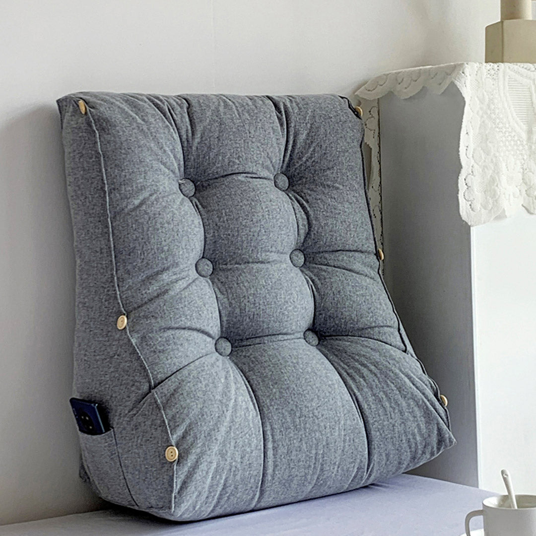 SOGA 60cm Silver Triangular Wedge Lumbar Pillow Headboard Backrest Sofa Bed Cushion Home Decor-Headboard Pillow-PEROZ Accessories