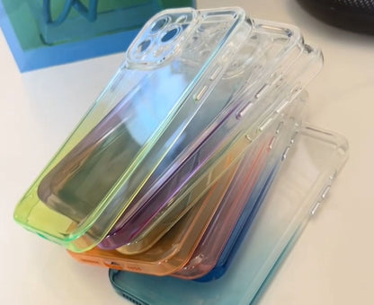 Anymob iPhone Case Purple Gradient Transparent Shockproof Camera Protection Mobile Cover iPhone13 12 11 X XR XS Pro Max-Mobile Phone Cases-PEROZ Accessories