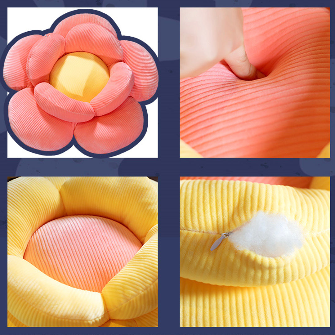 SOGA Beige Double Flower Shape Cushion Soft Bedside Floor Plush Pillow Home Decor-Chair &amp; Sofa Cushions-PEROZ Accessories
