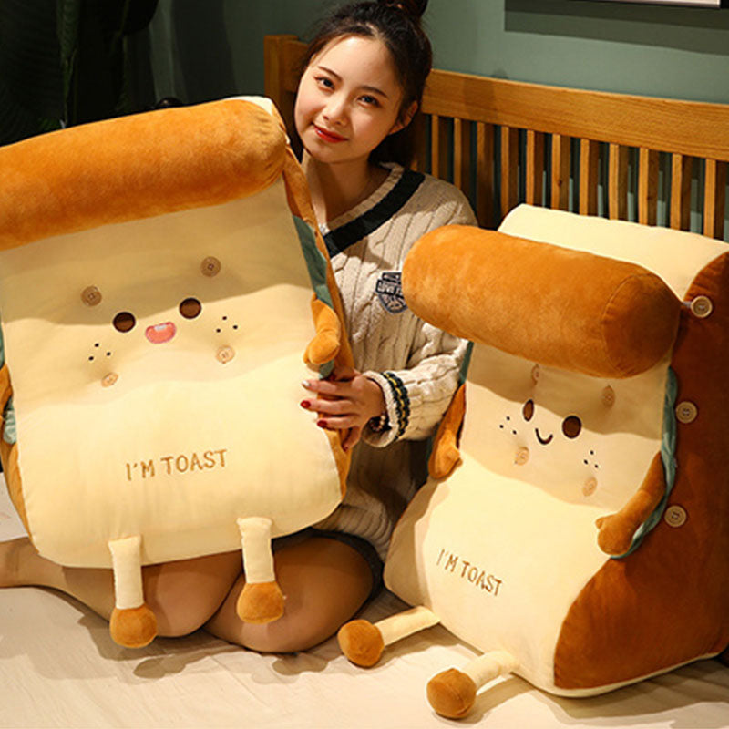 SOGA Cute Face Toast Bread Wedge Cushion Stuffed Plush Cartoon Back Support Pillow Home Decor-PEROZ Accessories