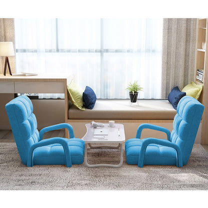 SOGA 4X Foldable Lounge Cushion Adjustable Floor Lazy Recliner Chair with Armrest Blue-PEROZ Accessories