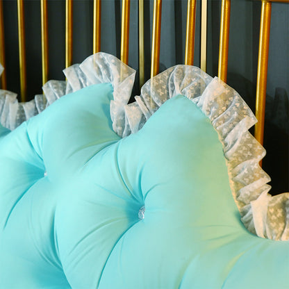 SOGA 2X 120cm Light Blue Princess Bed Pillow Headboard Backrest Bedside Tatami Sofa Cushion with Ruffle Lace Home Decor-Headboard Pillow-PEROZ Accessories