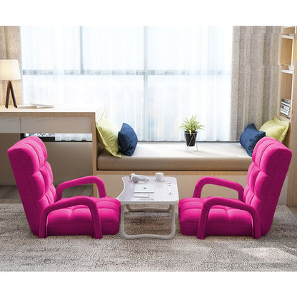 SOGA Foldable Lounge Cushion Adjustable Floor Lazy Recliner Chair with Armrest Pink-PEROZ Accessories