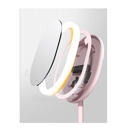 SOGA 20cm Pink Rechargeable LED Light Makeup Mirror Tabletop Vanity Home Decor-Makeup Mirrors-PEROZ Accessories