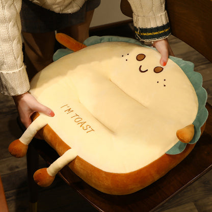SOGA Cute Face Toast Bread Cushion Stuffed Car Seat Plush Cartoon Back Support Pillow Home Decor-Chair &amp; Sofa Cushions-PEROZ Accessories