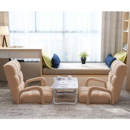 SOGA 2X Foldable Lounge Cushion Adjustable Floor Lazy Recliner Chair with Armrest Khaki-Recliner Chair-PEROZ Accessories