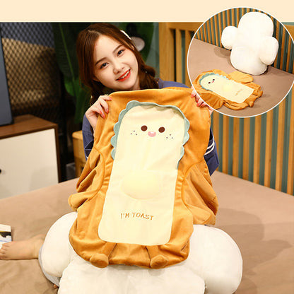SOGA 2X 58cm Cute Face Toast Bread Cushion Stuffed Car Seat Plush Cartoon Back Support Pillow Home Decor-Chair &amp; Sofa Cushions-PEROZ Accessories