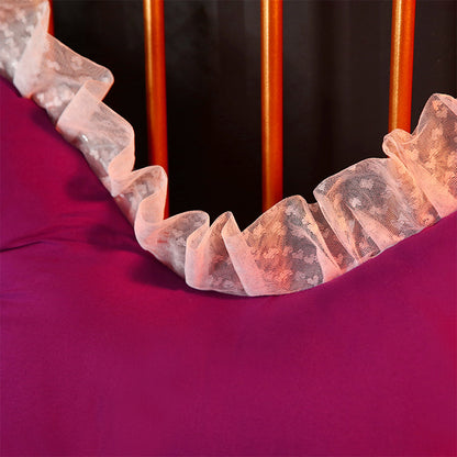 SOGA 4X 180cm Burgundy Princess Bed Pillow Headboard Backrest Bedside Tatami Sofa Cushion with Ruffle Lace Home Decor-Headboard Pillow-PEROZ Accessories