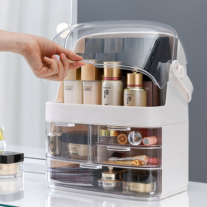 SOGA 2X 3 Tier White Countertop Makeup Cosmetic Storage Organiser Skincare Holder Jewelry Storage Box with Handle-Makeup Organisers-PEROZ Accessories