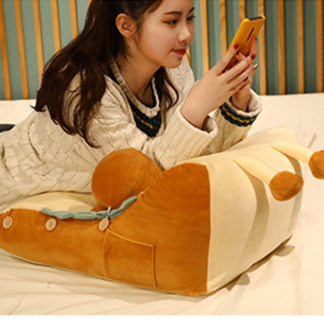 SOGA Cute Face Toast Bread Wedge Cushion Stuffed Plush Cartoon Back Support Pillow Home Decor-PEROZ Accessories