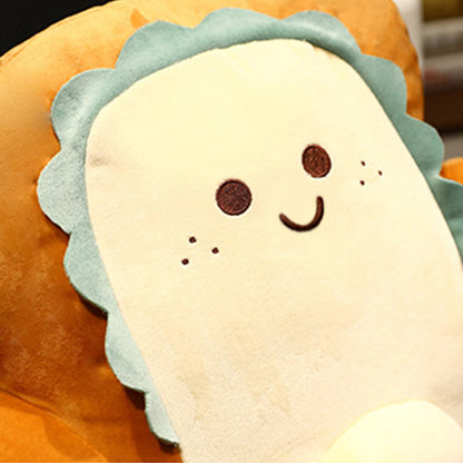 SOGA 2X 48cm Smiley Face Toast Bread Cushion Stuffed Car Seat Plush Cartoon Back Support Pillow Home Decor-Chair &amp; Sofa Cushions-PEROZ Accessories