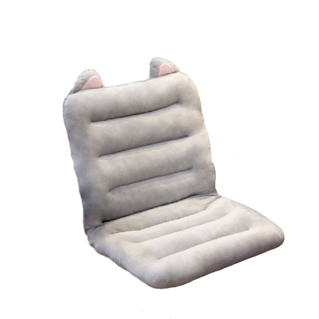 SOGA Grey One Piece Siamese Cushion Office Sedentary Butt Mat Back Waist Chair Support Home Decor With Cat Ears-Chair &amp; Sofa Cushions-PEROZ Accessories