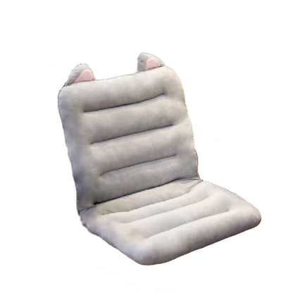 SOGA Grey One Piece Siamese Cushion Office Sedentary Butt Mat Back Waist Chair Support Home Decor With Cat Ears-Chair &amp; Sofa Cushions-PEROZ Accessories