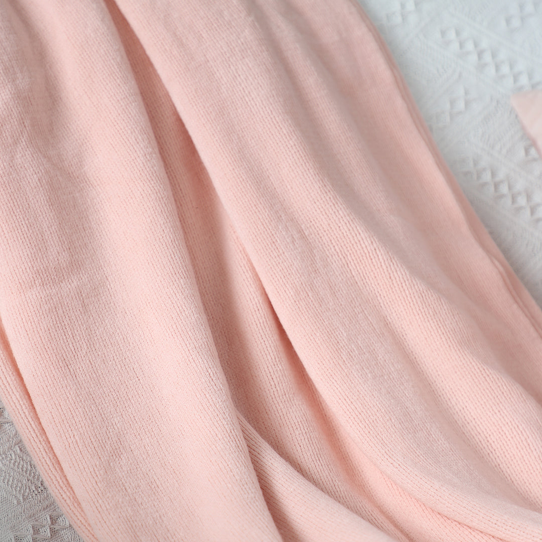 SOGA Pink Acrylic Knitted Throw Blanket Solid Fringed Warm Cozy Woven Cover Couch Bed Sofa Home Decor-Throw Blankets-PEROZ Accessories
