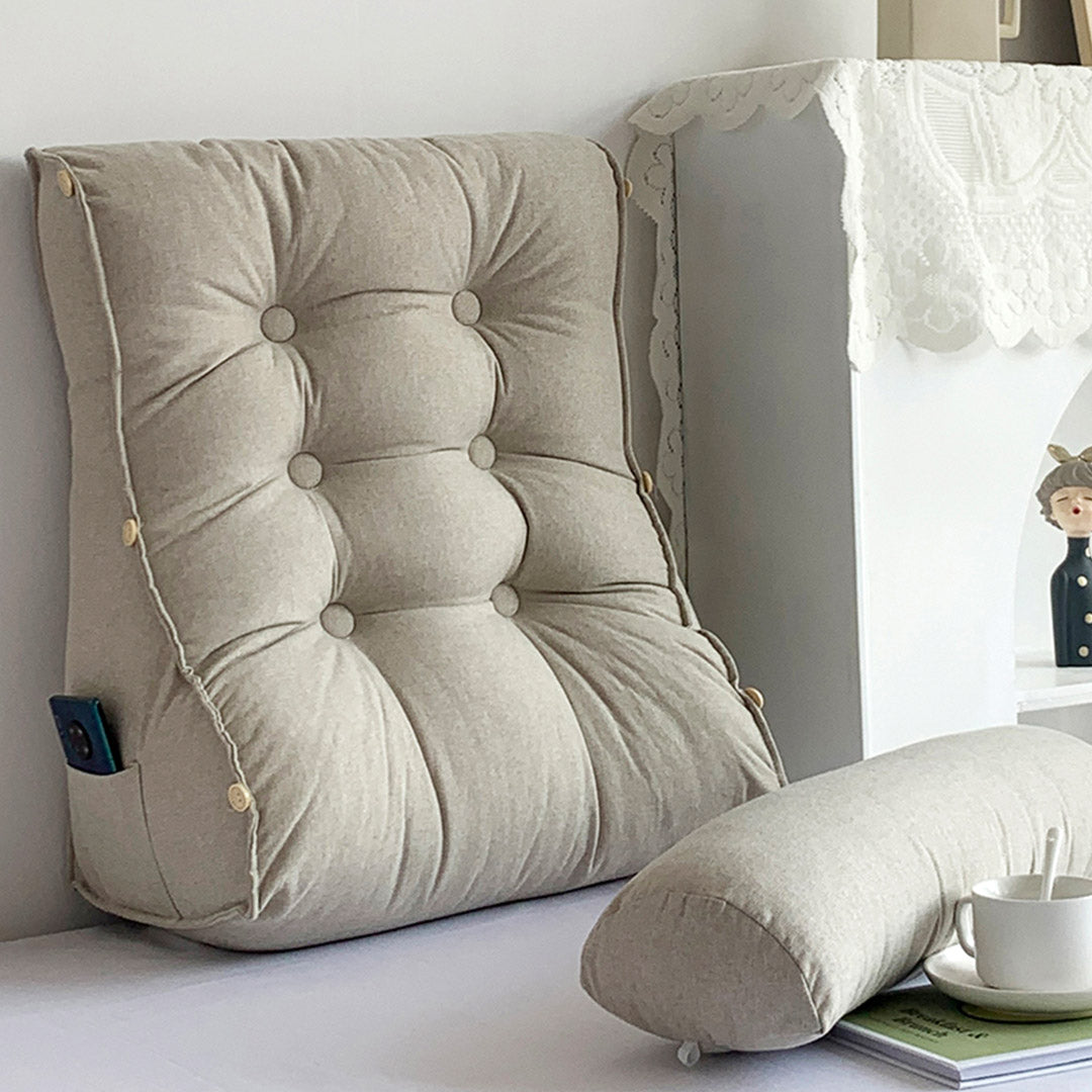 SOGA 4X 45cm White Triangular Wedge Lumbar Pillow Headboard Backrest Sofa Bed Cushion Home Decor-Headboard Pillow-PEROZ Accessories