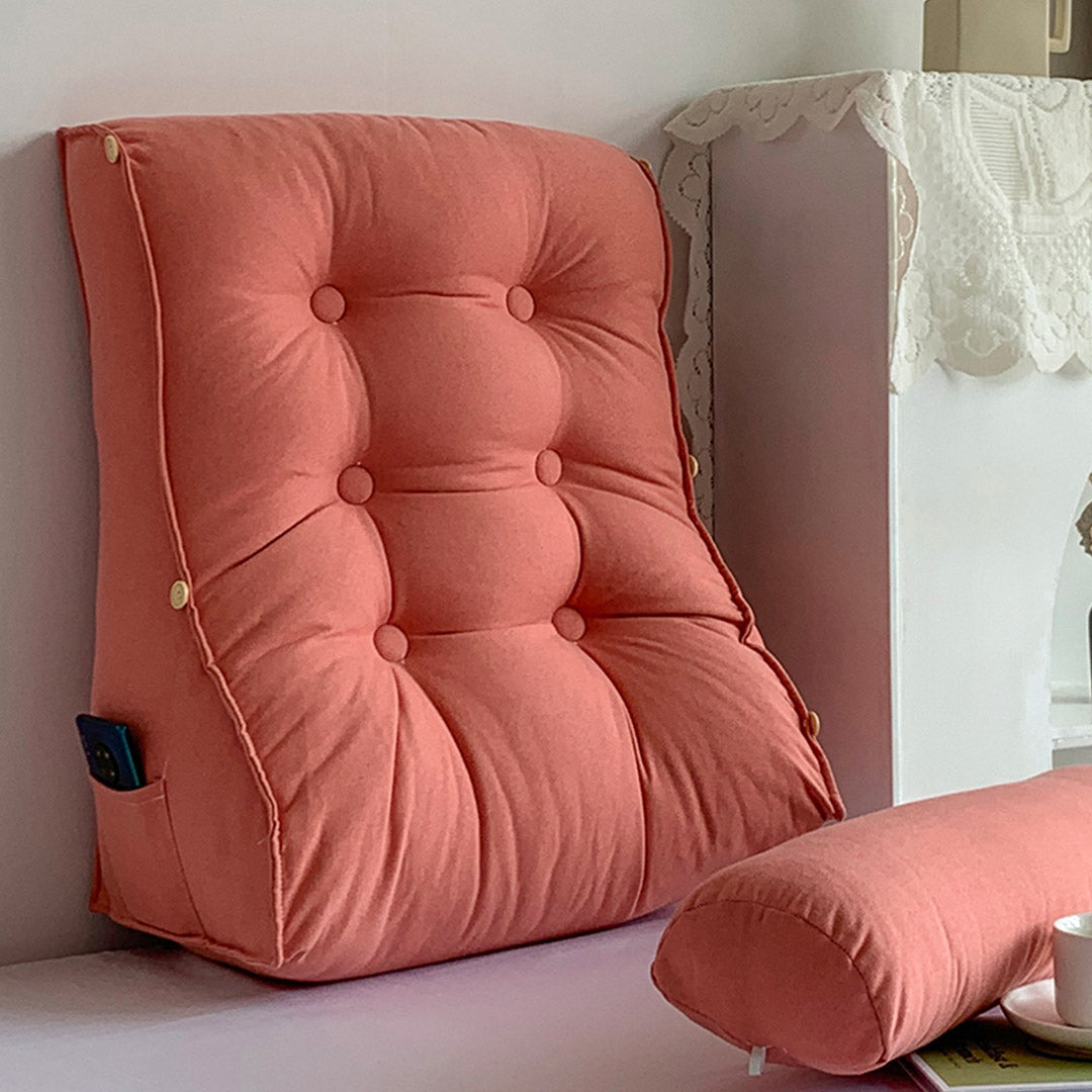 SOGA 45cm Peach Triangular Wedge Lumbar Pillow Headboard Backrest Sofa Bed Cushion Home Decor-Headboard Pillow-PEROZ Accessories