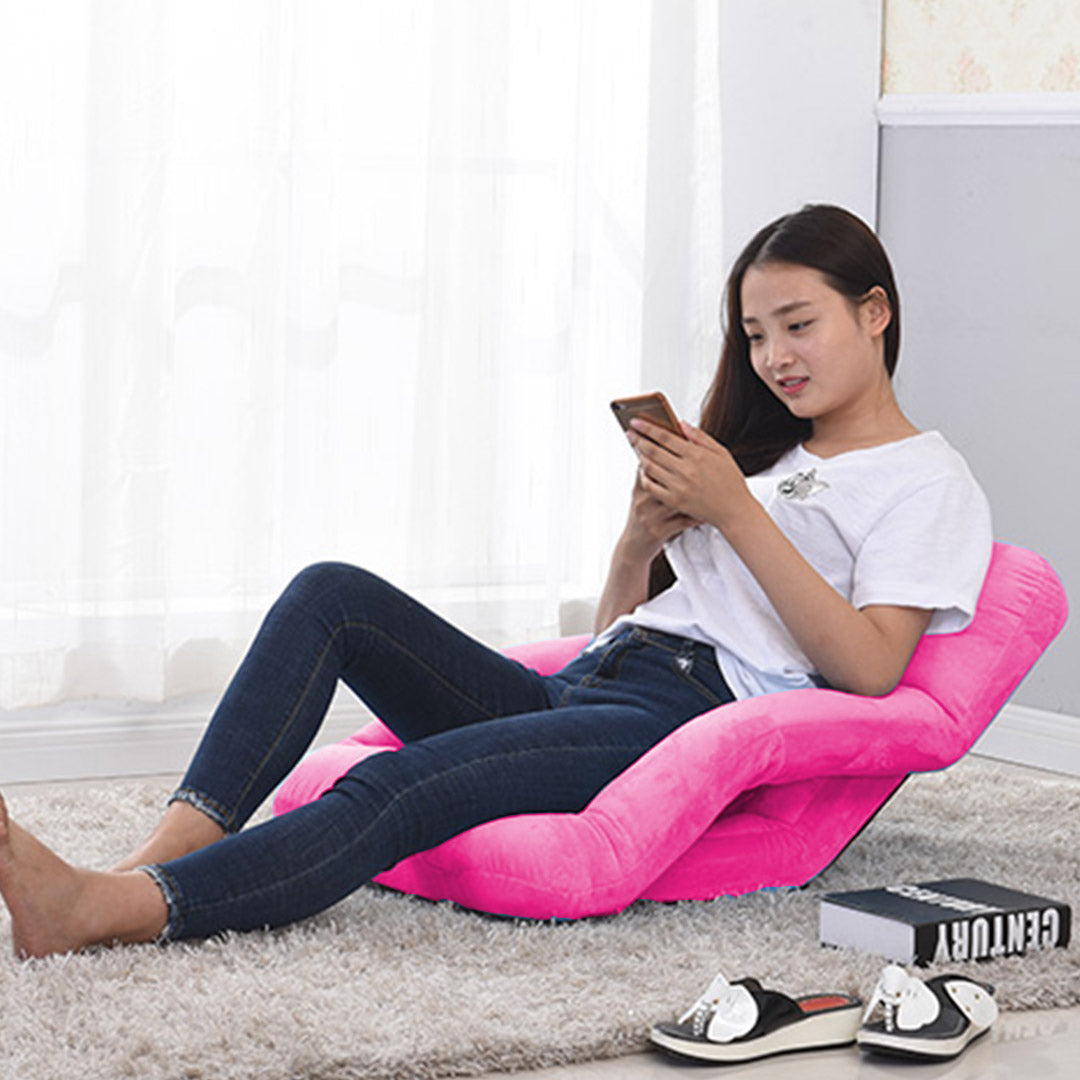 SOGA 2X Foldable Lounge Cushion Adjustable Floor Lazy Recliner Chair with Armrest Pink - Kid-Recliner Chair-PEROZ Accessories