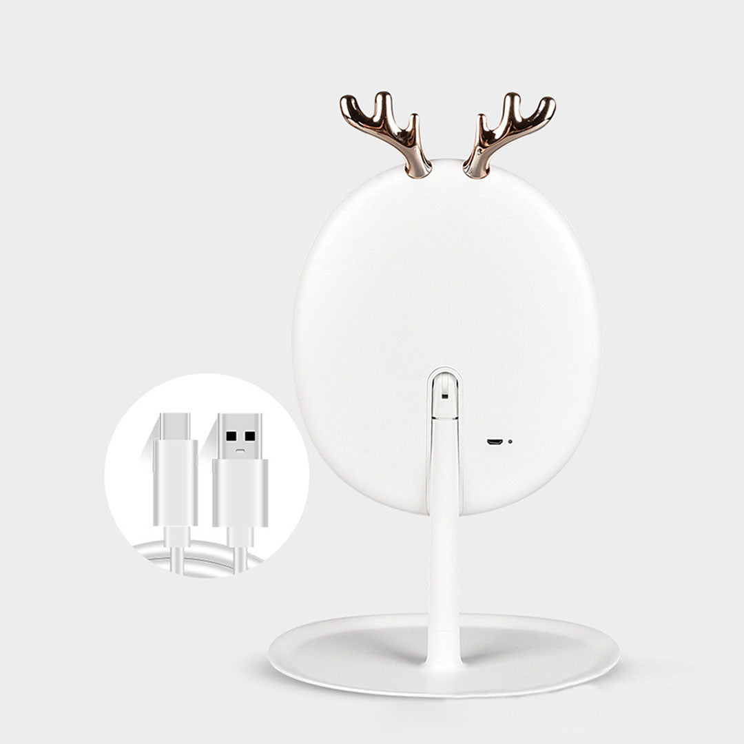 SOGA White Antler LED Light Makeup Mirror Tabletop Vanity Home Decor-Makeup Mirrors-PEROZ Accessories