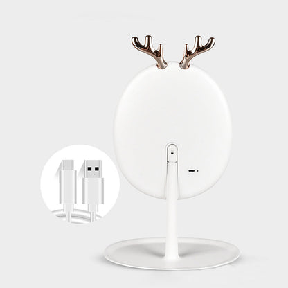 SOGA White Antler LED Light Makeup Mirror Tabletop Vanity Home Decor-Makeup Mirrors-PEROZ Accessories