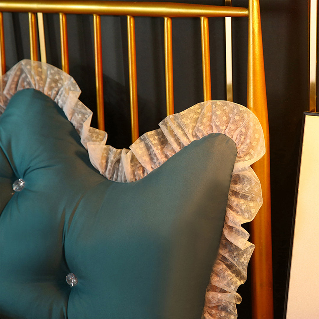 SOGA 2X 150cm Blue Green Princess Bed Pillow Headboard Backrest Bedside Tatami Sofa Cushion with Ruffle Lace Home Decor-Headboard Pillow-PEROZ Accessories