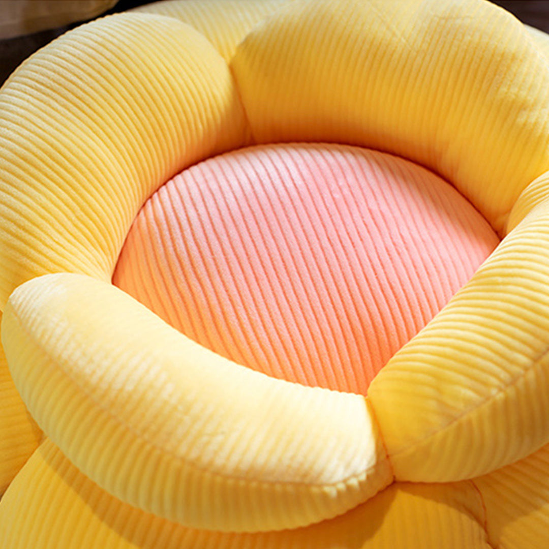 SOGA 2X Yellow Double Flower Shape Cushion Soft Bedside Floor Plush Pillow Home Decor-Chair &amp; Sofa Cushions-PEROZ Accessories