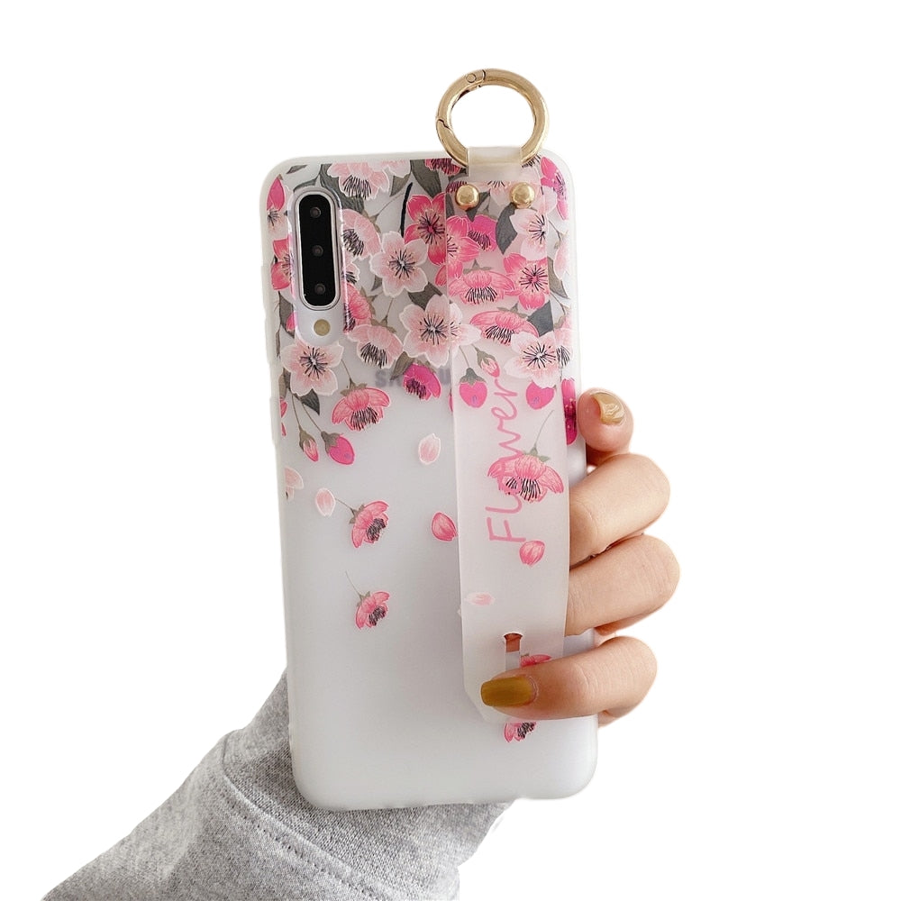 Anymob Samsung Falling Cherry Flowers Case Wrist Strap Cover-Mobile Phone Cases-PEROZ Accessories