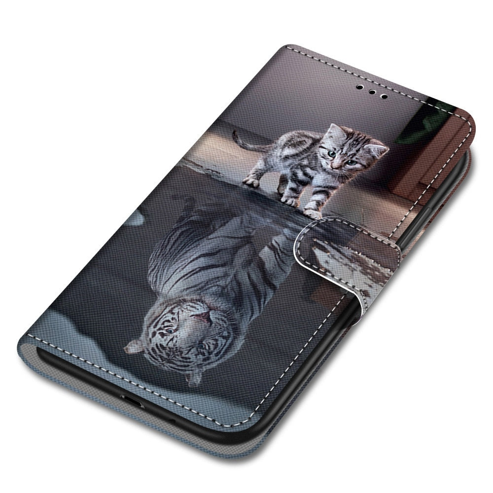 Anymob Samsung Tiger Cute Animal Painted Leather Phone Case Flip Wallet Phone Bag Cover-Mobile Phone Cases-PEROZ Accessories