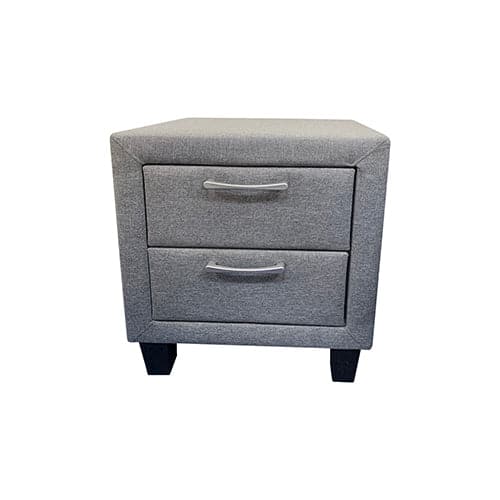 4 Pieces Storage Bedroom Suite Upholstery Fabric in Light Grey with Base Drawers King Size Oak Colour Bed, Bedside Table &amp; Tallboy-Furniture &gt; Bedroom-PEROZ Accessories