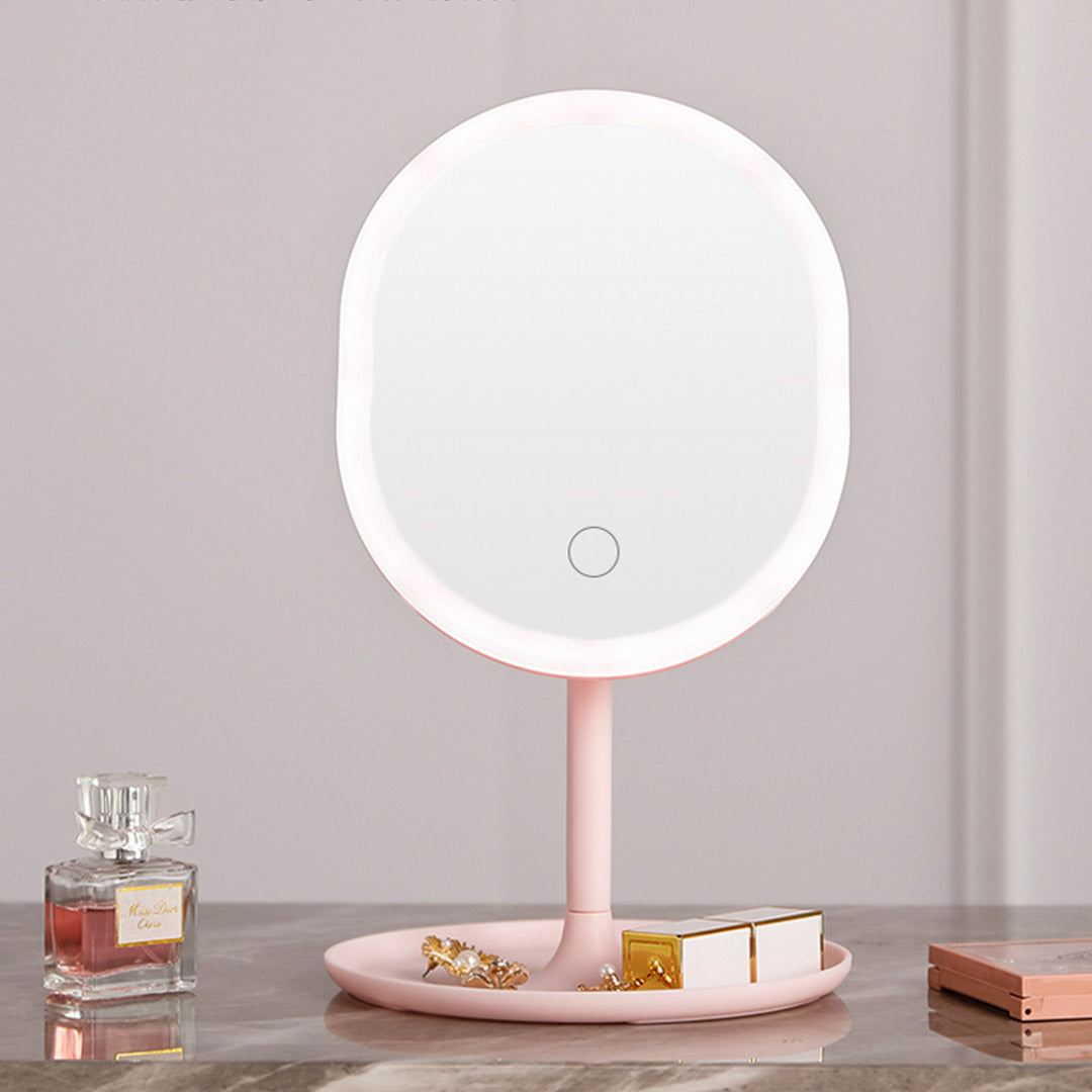 SOGA 2X 20cm Pink Rechargeable LED Light Makeup Mirror Tabletop Vanity Home Decor-Makeup Mirrors-PEROZ Accessories